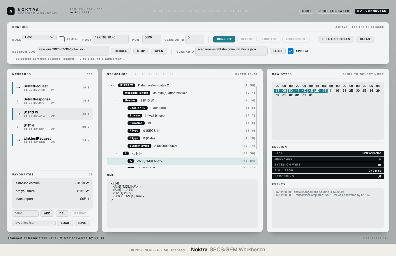 SECS/GEM Workbench screenshot